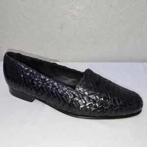 Bragano By Cole Haan Men's 10 M Black Woven Leather Slip-on Loafers Shoes Italy